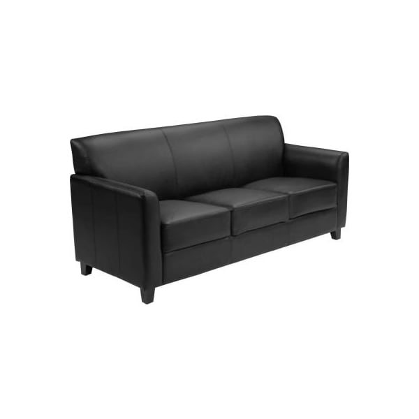 Gec Leather Guest Sofa - Black - Hercules Diplomat Series - BT-827-3-BK-GG