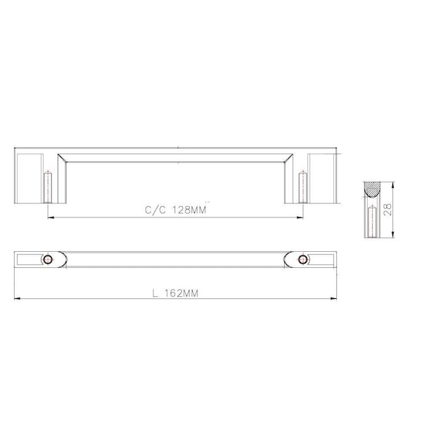 Richelieu 5 1/16 in (128 mm) Center-to-Center Matte Black Contemporary Cabinet Pull - BP8160128900