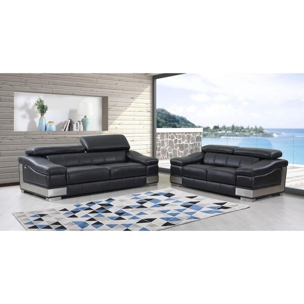 Homeroots Black Sofa Loveseat - 16.5 x 86 x 62 in. - 366244