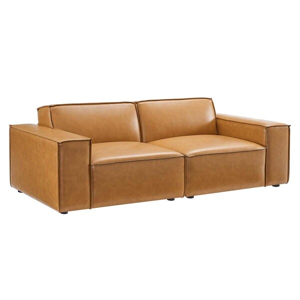 Modway Furniture Modway  28 x 83 x 40.5 in. Restore Vegan Leather Loveseat Couch, Tan - 2 Piece - EEI-4707-TAN