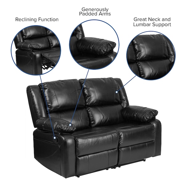 Flash Furniture Loveseat, 35" to 64" x 38", Upholstery Color: Black - BT-70597-LS-GG
