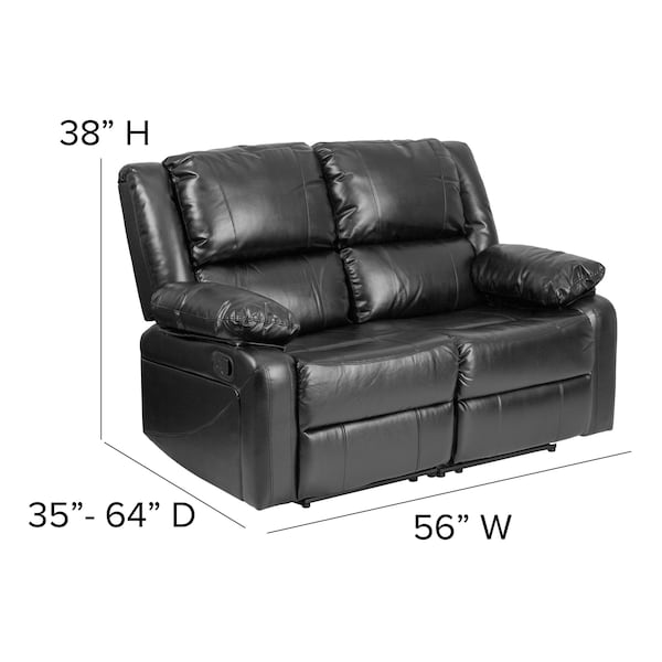 Flash Furniture Loveseat, 35" to 64" x 38", Upholstery Color: Black - BT-70597-LS-GG