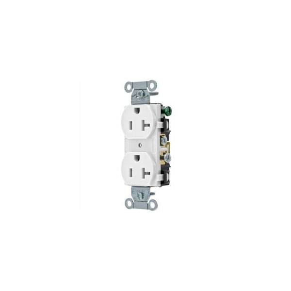 Bryant Bryant CRS20W Commercial Grade Duplex Receptacle, 20A, 125V, White, Side Wired - CRS20W