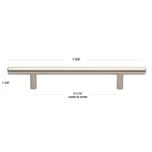 Gliderite Hardware 5-1/16 in. Center to Center Satin Nickel Solid Steel Bar Pull - 5002-128-SS - 5002-128-SS-1