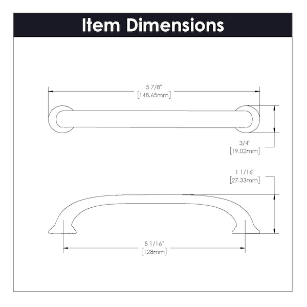 Hickory Hardware Pull 5-1/16 Inch (128mm) Center to Center, 10PK - P2282-MB-10B