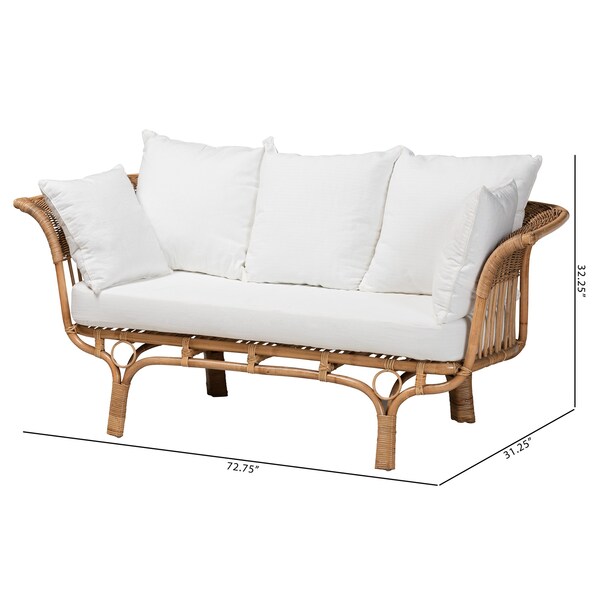 Baxton Studio Edana Modern Bohemian Natural Rattan Sofa With Cushion - 217-12712-ZORO