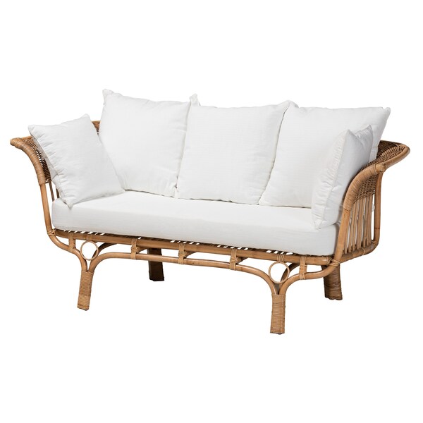 Baxton Studio Edana Modern Bohemian Natural Rattan Sofa With Cushion - 217-12712-ZORO