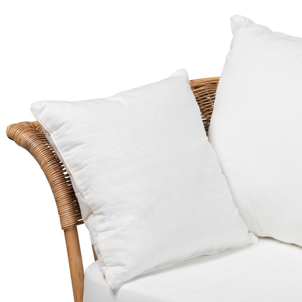 Baxton Studio Edana Modern Bohemian Natural Rattan Sofa With Cushion - 217-12712-ZORO