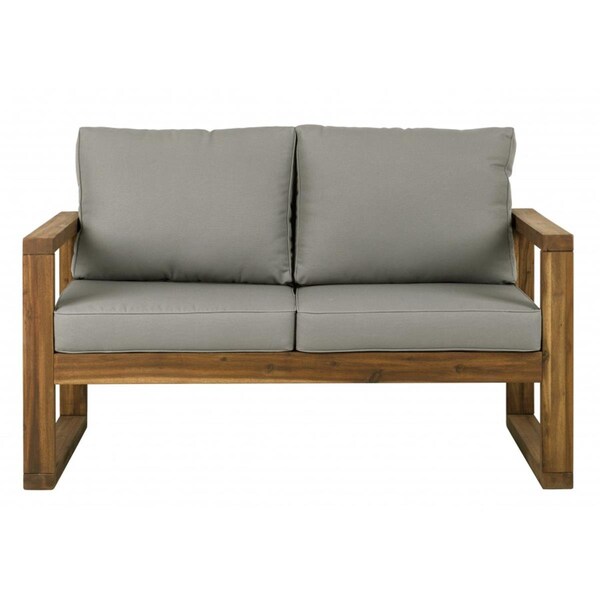 Walker Edison Furniture Open Side Love Seat with Cushions, Brown - OWOSLSBR