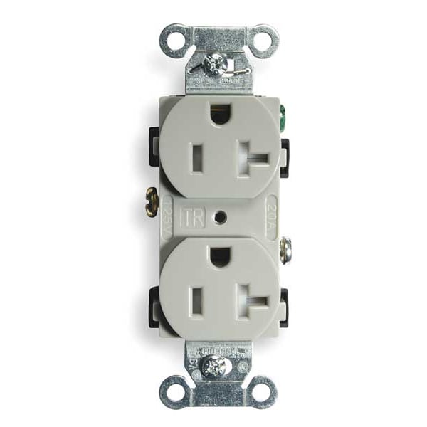 Hubbell 20A Duplex Receptacle 125VAC 5-20R GY - BR20GRYTR