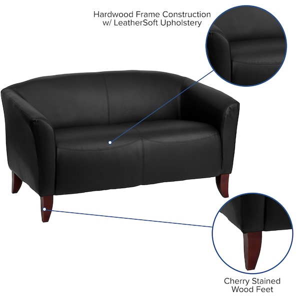 Flash Furniture Loveseat, 29" x 29", Upholstery Color: Black - 111-2-BK-GG