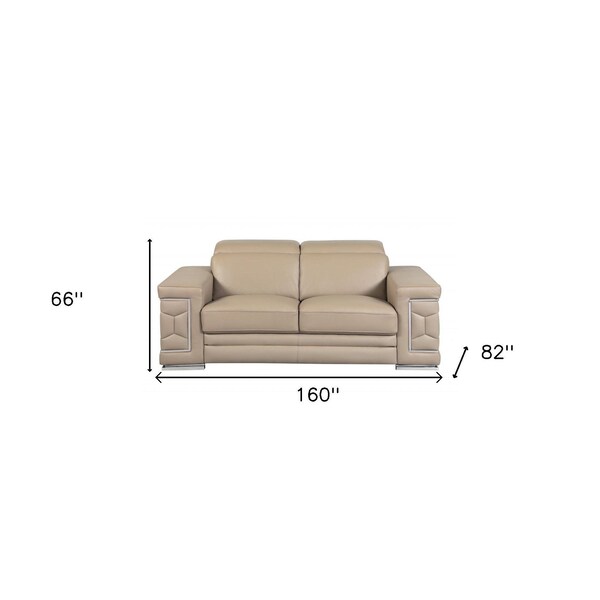 Homeroots Beige Sofa Loveseat 160 x 82 x 66 in. - 366253