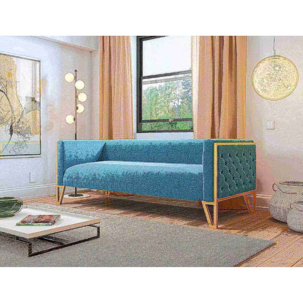 Manhattan Comfort Vector Sofa in Ocean Blue and Gold - SF008-OB