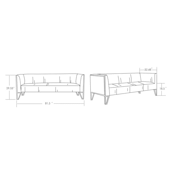 Manhattan Comfort Vector Sofa in Ocean Blue and Gold - SF008-OB