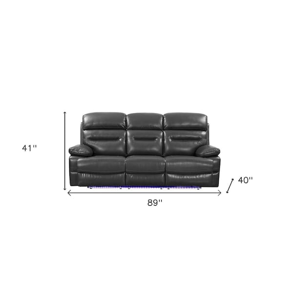 Homeroots Gray Power Reclining Sofa 89 x 40 x 41 in. - 366316
