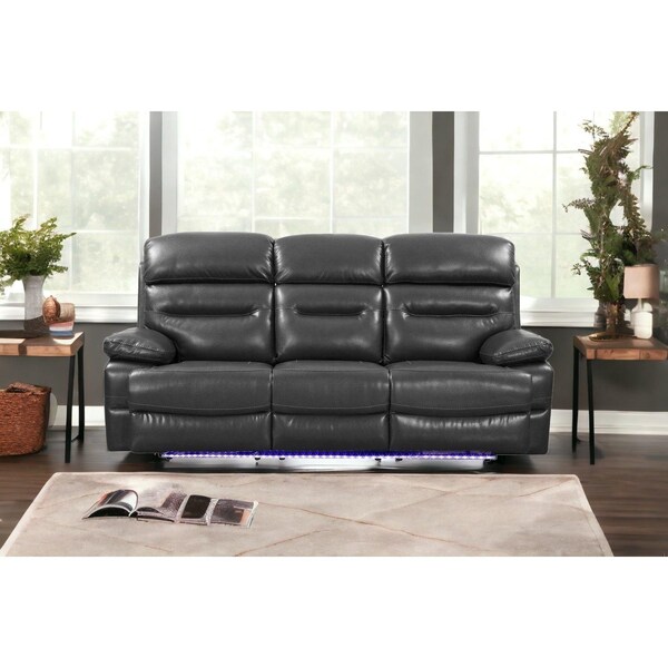 Homeroots Gray Power Reclining Sofa 89 x 40 x 41 in. - 366316