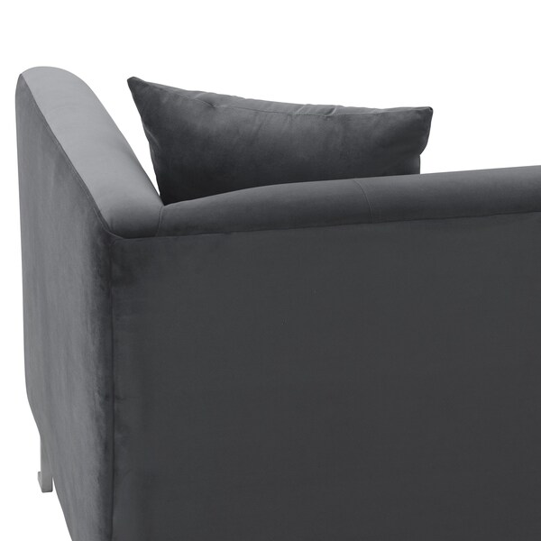 Armen Living Everest 90" Gray Fabric Upholstered Sofa with Brushed Stainless Steel Legs - LCEV3GREY