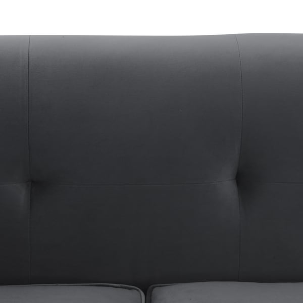Armen Living Everest 90" Gray Fabric Upholstered Sofa with Brushed Stainless Steel Legs - LCEV3GREY