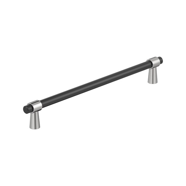 Amerock Mergence 10-1/16 inch 256mm Center-to-Center Matte Black/Polished Chrome Cabinet Pull - BP36981FB26