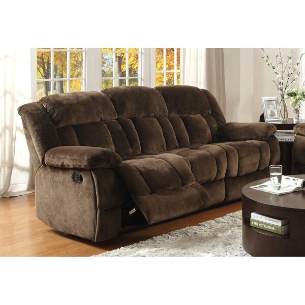 Home Elegance 40 x 40 x 90 in. Laurelton Double Reclining Sofa - Chocolate - 9636-3