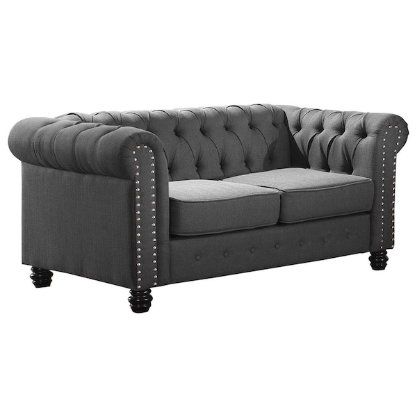 Kd Gabinetes Venice Upholstered Living Loveseat, Charcoal - KD2811408
