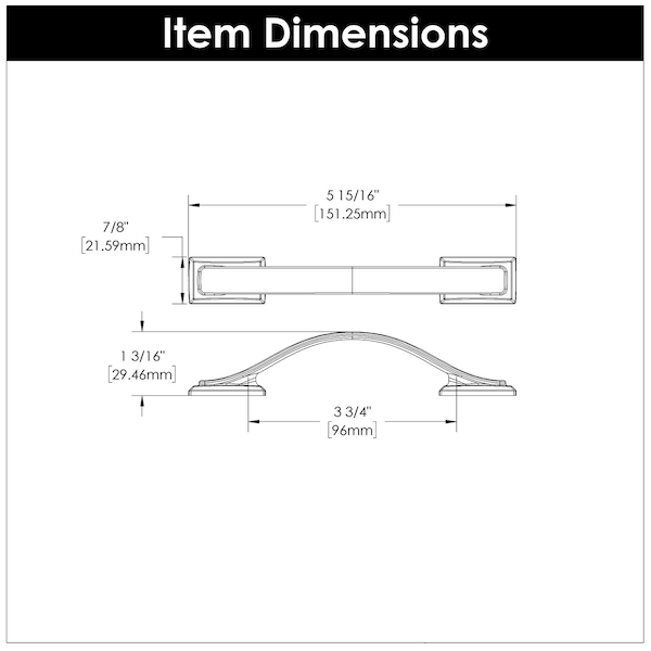 Hickory Hardware Dover Collection Pull 3-3/4 Inch 96mm Center to Center Brushed Golden Brass Finish - H078771BGB
