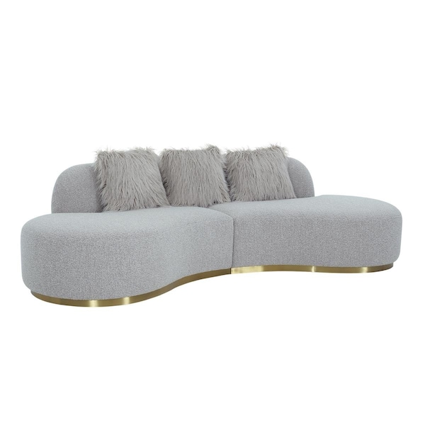 Pasargad Home Simona Upholstered Curved Sofa with 3 Pillows, Width 110.6' - PZW-943G-S