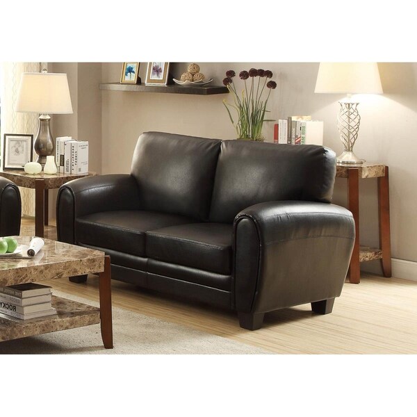 Home Elegance 37 x 36 x 63 in. Rubin Love Seat - Black - 9734BK-2