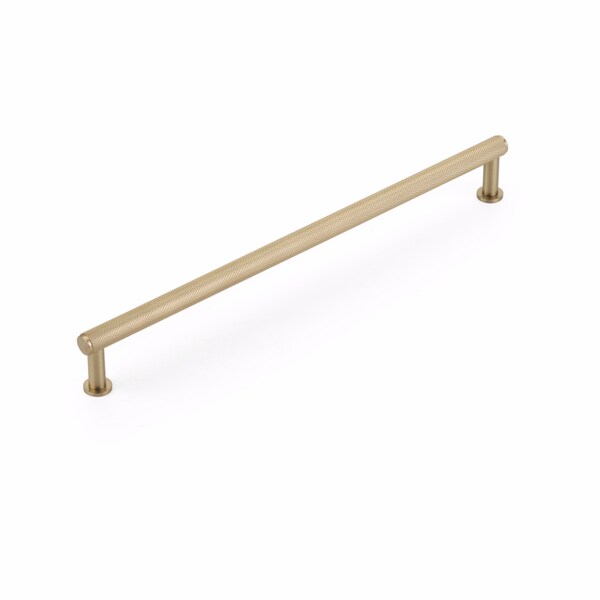 Schaub 10in Center to Center Pub House Knurled Cabinet Pull Signature Satin Brass Finish - 5010-SSB