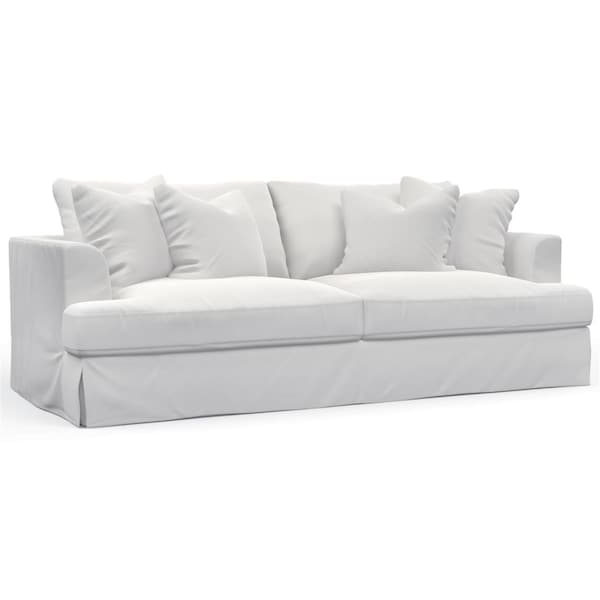Fine-Line 94 in. Newport Slipcovered Recessed Fin Arm Sofa White - FI3200399