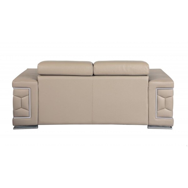 Homeroots 29-38 in. Modern Beige Leather Loveseat - 329719