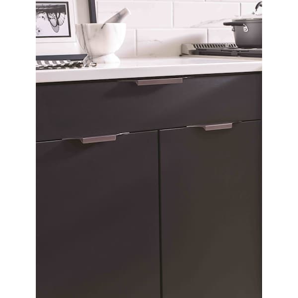 Amerock Extent 4-9/16 in 116 mm Center-to-Center Black Chrome Cabinet Edge Pull - BP36751BCR