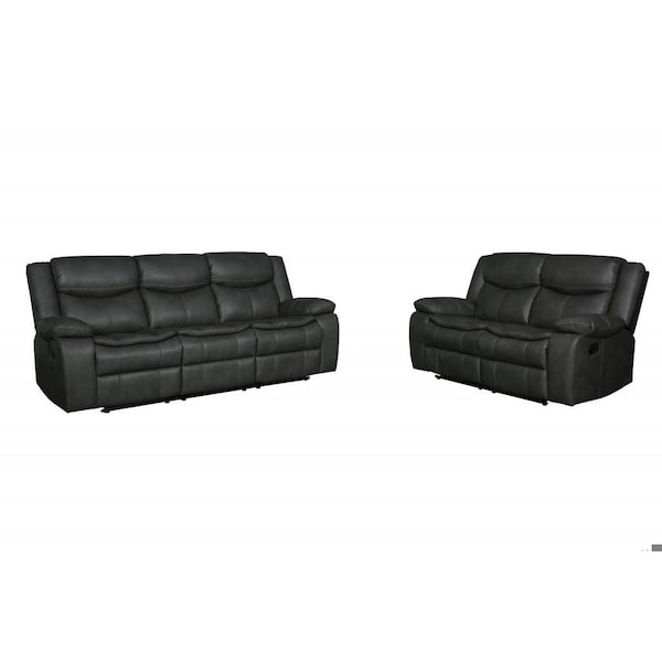 Homeroots Gray Sofa Loveseat 150 x 72 x 80 in. - 366302