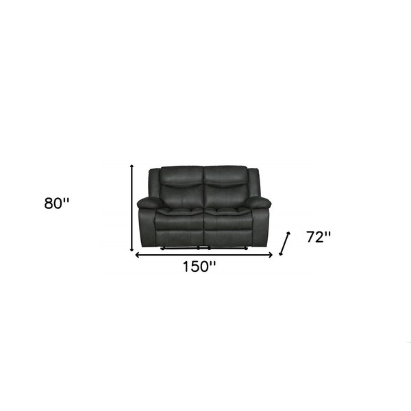 Homeroots Gray Sofa Loveseat 150 x 72 x 80 in. - 366302