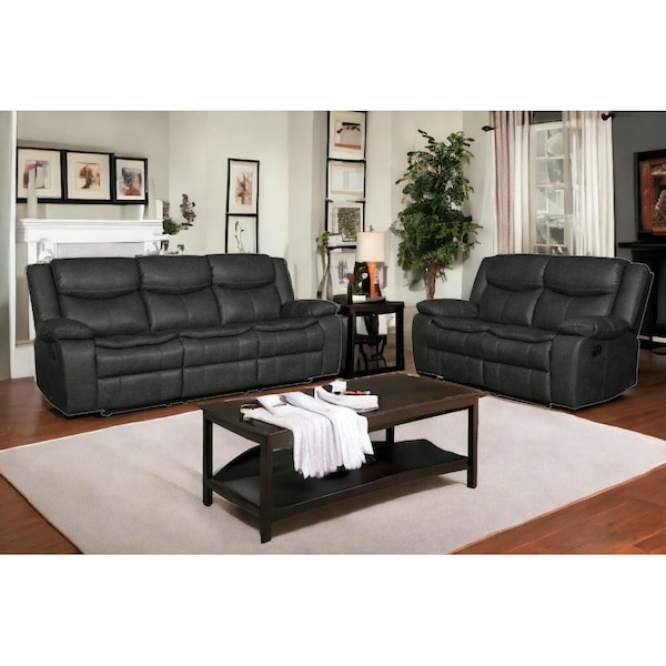 Homeroots Gray Sofa Loveseat 150 x 72 x 80 in. - 366302