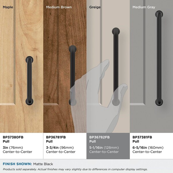 Amerock Factor 5-1/16 in 128 mm Center-to-Center Matte Black Cabinet Pull - BP36782FB