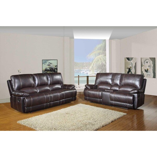 Homeroots 76 x 40 x 41 in. Modern Brown Sofa with Console Loveseat - 343907