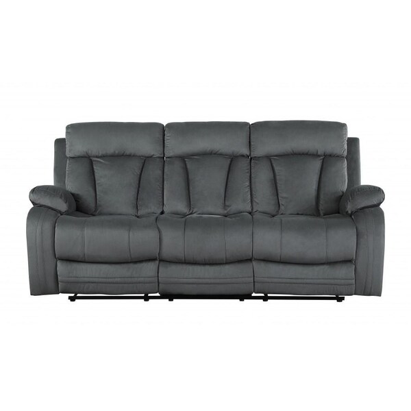Homeroots 68 x 38 x 32-40 in. Modern Gray Leather Sofa & Loveseat - 343894