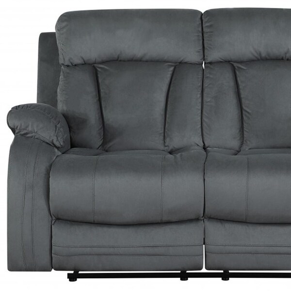 Homeroots 68 x 38 x 32-40 in. Modern Gray Leather Sofa & Loveseat - 343894