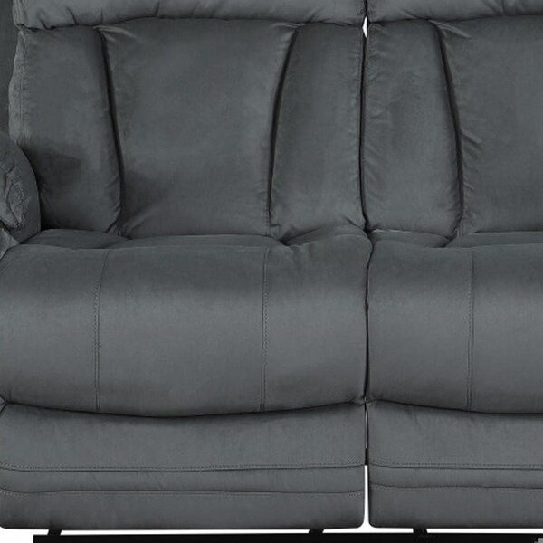 Homeroots 68 x 38 x 32-40 in. Modern Gray Leather Sofa & Loveseat - 343894