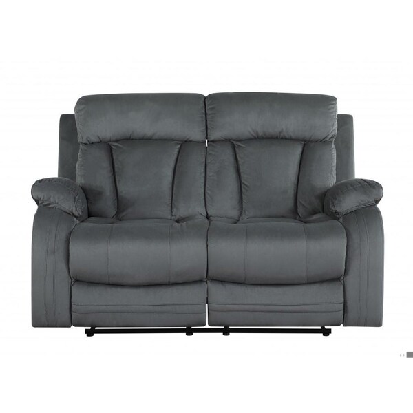 Homeroots 68 x 38 x 32-40 in. Modern Gray Leather Sofa & Loveseat - 343894