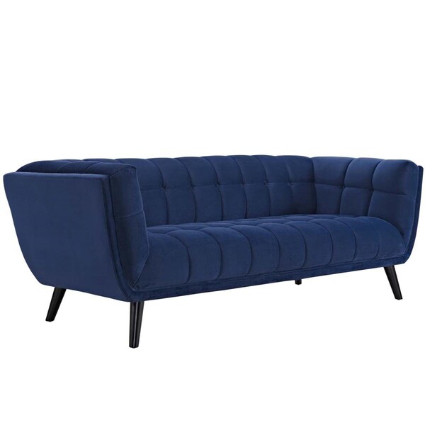 Modway Furniture 29.5 H x 86 W x 35.5 D in. Bestow Velvet Sofa, Navy - EEI-2731-NAV