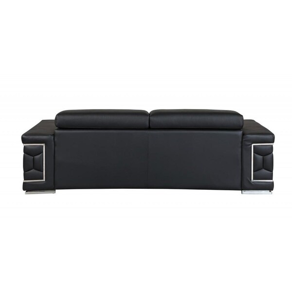 Homeroots 89 in. Sturdy Black Leather Sofa - 329597