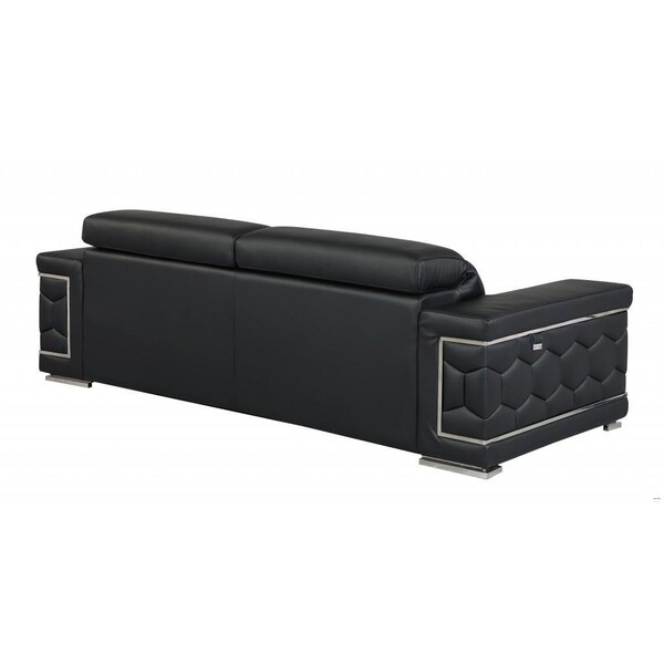 Homeroots 89 in. Sturdy Black Leather Sofa - 329597