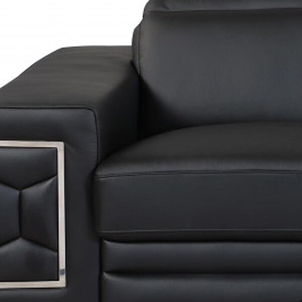 Homeroots 89 in. Sturdy Black Leather Sofa - 329597