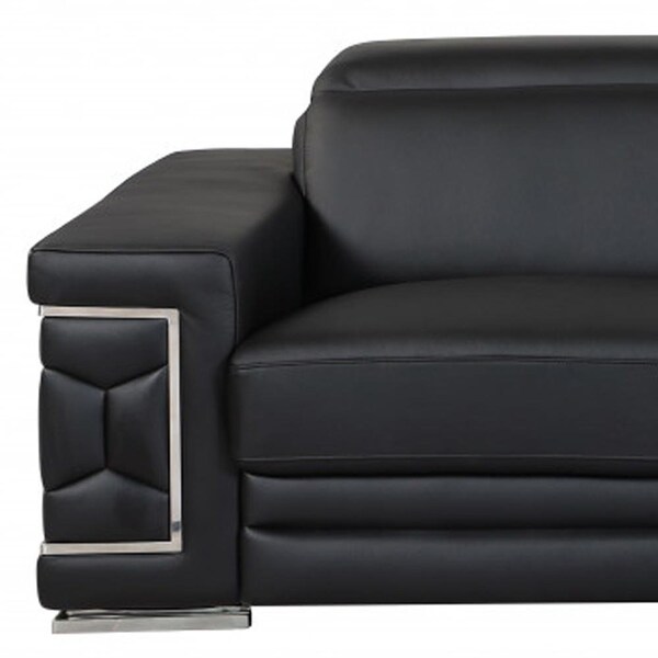Homeroots 89 in. Sturdy Black Leather Sofa - 329597