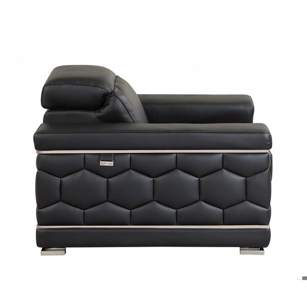 Homeroots 89 in. Sturdy Black Leather Sofa - 329597