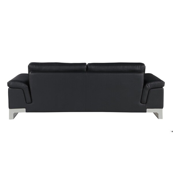 Homeroots 73 x 39 x 32 in. Modern Black Leather Sofa & Loveseat - 343883