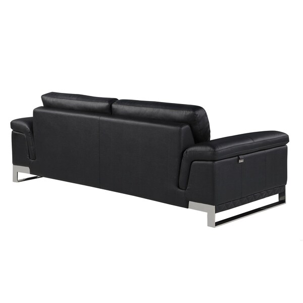 Homeroots 73 x 39 x 32 in. Modern Black Leather Sofa & Loveseat - 343883