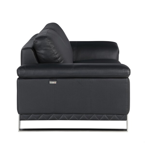 Homeroots 73 x 39 x 32 in. Modern Black Leather Sofa & Loveseat - 343883